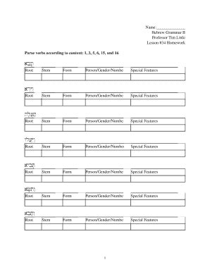 Fillable Online Name: Hebrew Grammar II Professor Tim Little Lesson #34 ...