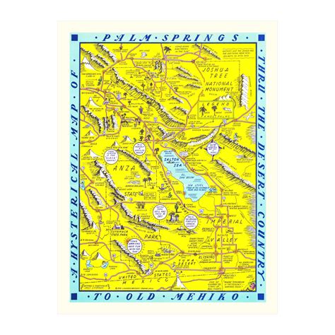 Palm Springs Art, 1948 Vintage Map of Palm Springs California, CA ...