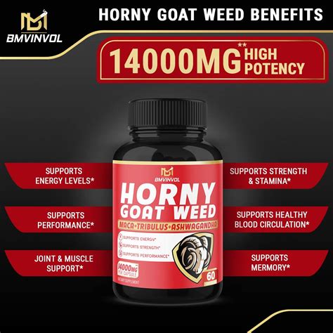 Buy BMVINVOL Horny Goat Weed Capsules, 14000mg Herbal Equivalent with ...