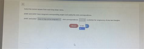 Solved: Select the correct answer from each drop-down menu. ∆ABC and ...