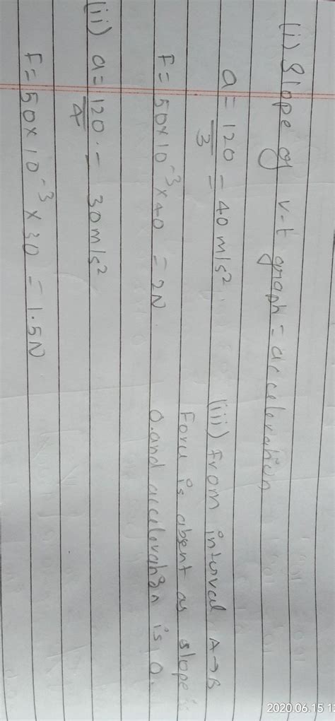 13. The velocity-time graph of an object of mass m = 50g is shown in ...