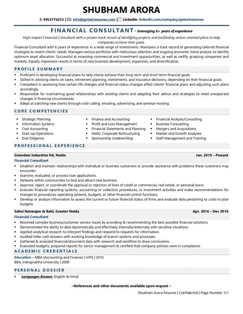 Resume Objective For Financial Services
