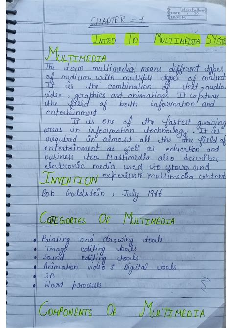 Mm 9 - notes - (classfellow DATE 20 CHAPTER 1 PAGE No INTRO To ...