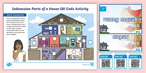 QR Code Hunt - Indonesian Parts of a House Puzzle