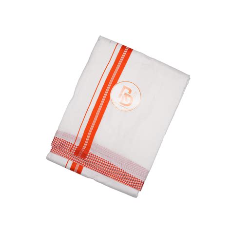 Small Square Woven Border White Cotton Dhoti (10 × 6) with Matching Kh ...