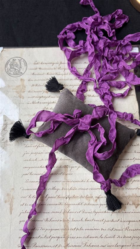 アンティーク風《crinkle 》クリンクル リボン／22.ビクトリアンバイオレットVictorian Violet （幅/約12mm ...