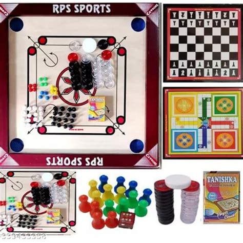 Buy RPS Carrom Board 20 Inch & Chess+Ludo Supper Fine Plastic 24 Coins ...