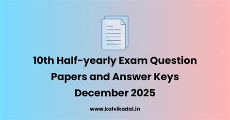10th Half - Yearly Exam Question Paper & Answer Key 2025
