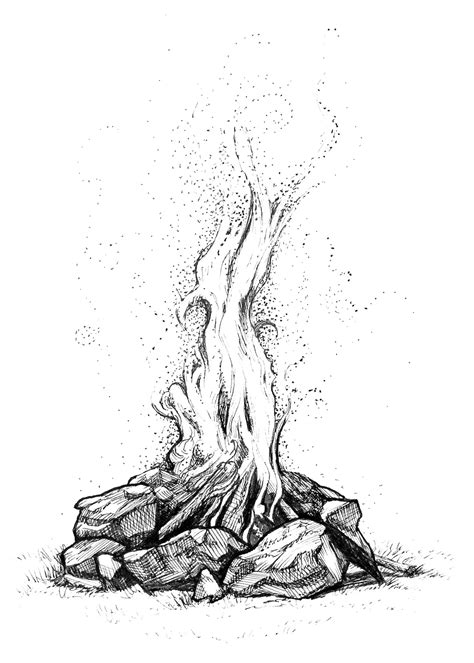 Campfire 5×7 art print of original ink drawing etsy – Artofit