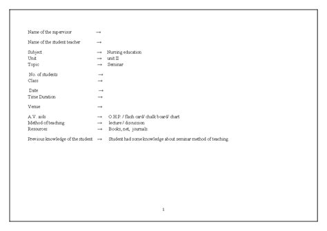 NUR 101 Seminar Lesson Plan: Understanding Seminar Methods in Nursing ...