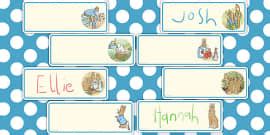 Editable Rabbit Drawer Peg Name Labels (teacher made)