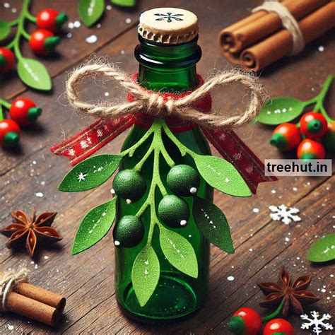 Mistletoe Bottle Decoration Ideas, Bottle Craft Ideas