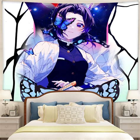 Shinobu Demon Slayer Butterfly Tapestry Wall Art Room Decor - AnimeBape