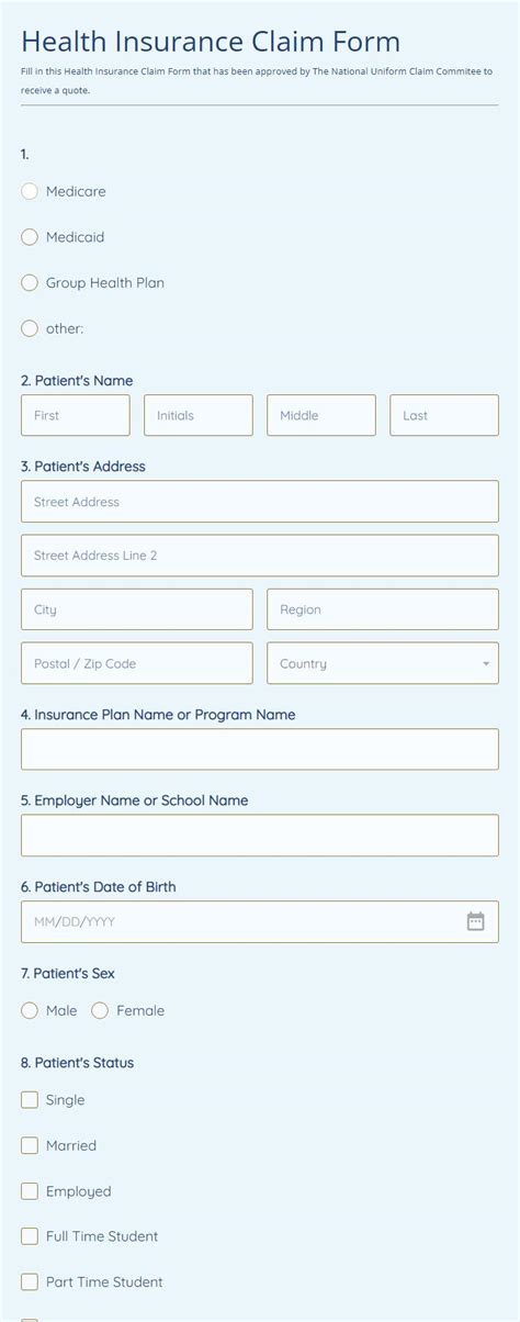 Medical Insurance Form 的图像结果