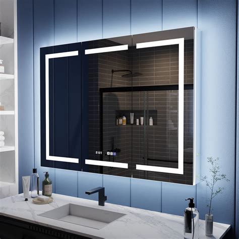 Illusion-B 48" x 36" LED Lighted Inset Mirrored Medicine Cabinet with ...