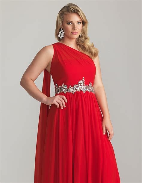 Darius Cordell Red Plus Size Evening Gowns, One Shoulder Dresses