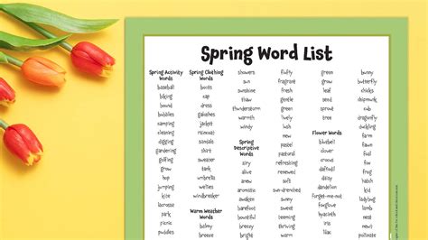 Image result for Spring Words