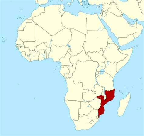 Detailed location map of Mozambique in Africa | Mozambique | Africa | Mapsland | Maps of the World