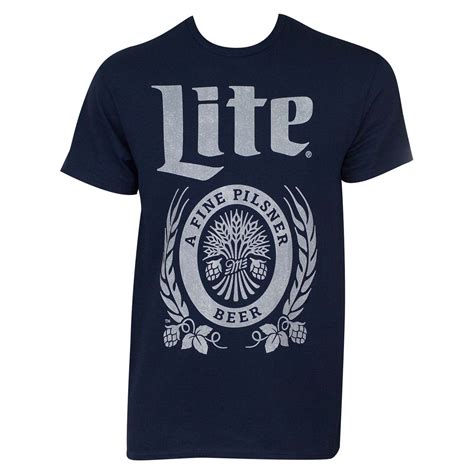 Miller Lite Men's Navy Blue Large Logo T-Shirt
