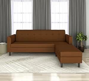 Adorn India Rio Elegant L Shape 5 Seater Sofa Set (RHS) (Brown ...