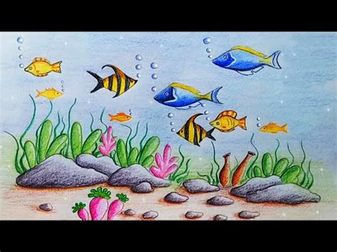 How to draw scenery of Ocean bottom step by step Video Lecture - Class 1