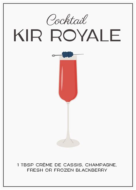 Kir Royale Cocktail with champagne in flute glass garnish with ...