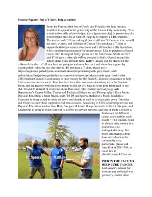 Fillable Online Senator Square: Buy a T-shirt, help a teacher ...