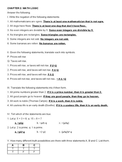 Image result for Logic Chapter Two Questions and Answers