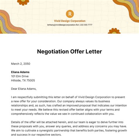 Free Negotiation Offer Letter Template to Edit Online