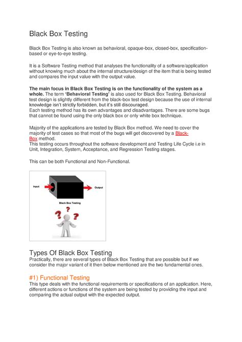 Black Box testing - Black Box Testing Black Box Testing is also known ...