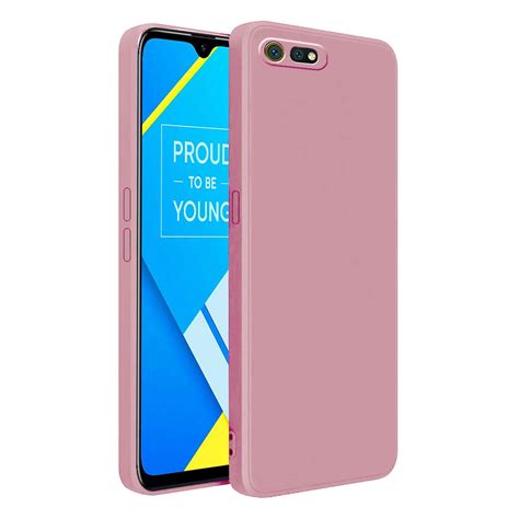 LIRAMARK Silicone Soft Back Cover Case for Realme C2 (Silicone Pink ...