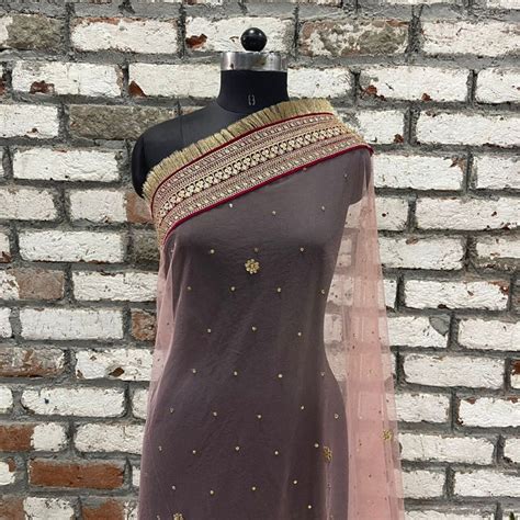 Bridal Queen Peach Stone Embroidered Fringed Net Dupatta – anokherang