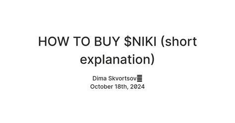 HOW TO BUY $NIKI (short explanation) — Teletype