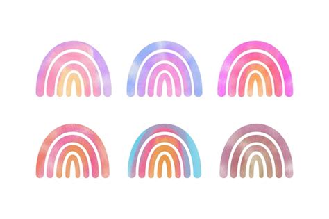 Un ensemble d'arcs-en-ciel de différentes couleurs. | Vecteur Premium