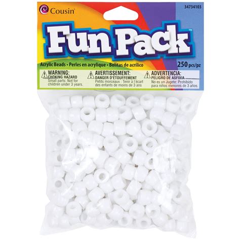 Buy Cousin Fun Packs 250-Piece White Pony Beads Online at Low Prices in ...