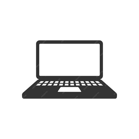 Laptop computer icon in black and white | Premium Vector