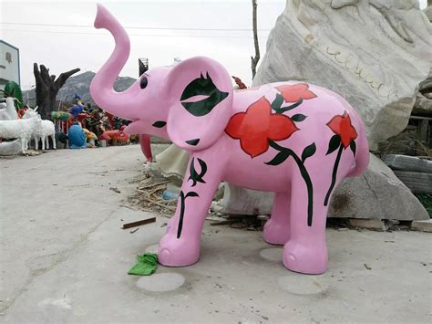 彩绘大象雕塑玻璃钢彩绘动物雕塑 - 卓景雕塑公司