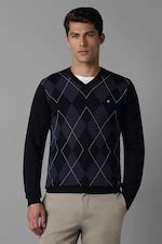 Buy Men Black Argyle V Neck Full Sleeves Sweater Online - 39705709 ...
