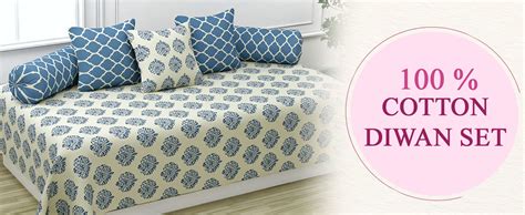 Trance Home Linen 200TC Diwan Set Cotton 6 Pc | Deewan Printed Bedsheet ...