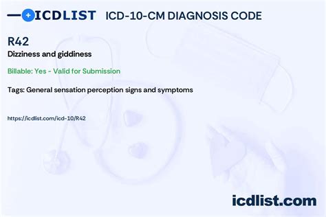 ICD-10-CM Diagnosis Code R42 - Dizziness and giddiness