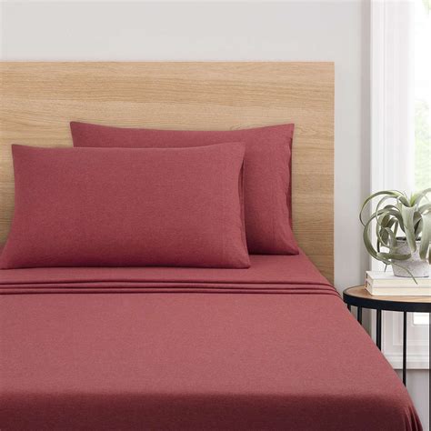 Mainstays Extra Soft Adult Jersey Bed Sheet Set, King, Red Sedona, 4 ...
