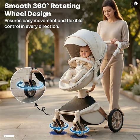 Hot Mom Luxury 360 Rotate Baby Stroller Landscape Pram - Grey