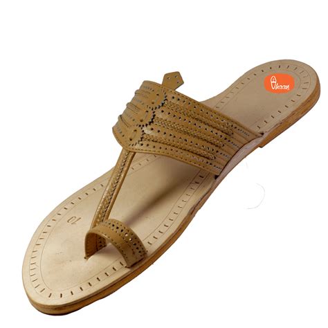 Cream Colour leather Kolhapuri Chappal For Men | Vhaan