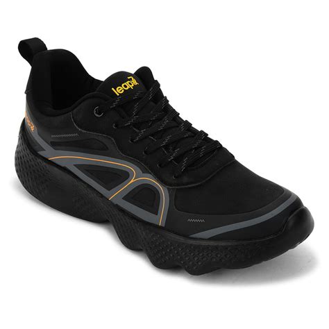 Buy Leap7x Black Sports Lacing Running Shoes For Men