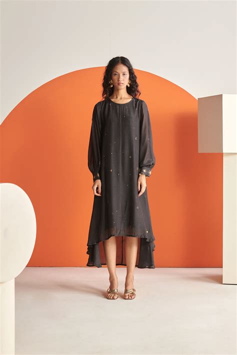 Celeste Black Cosmos High Low Dress – Roho