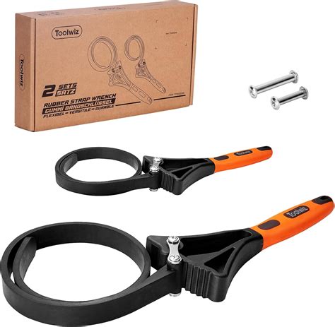 Toolwiz Rubber Strap Wrench Set, 2pcs Oil Filter Wrench with Large Diameter 6" and 4", Universal ...