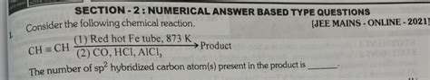 SECTION - 2 : NUMERICAL ANSWER BASED TYPE QUESTIONSConsider the followin..