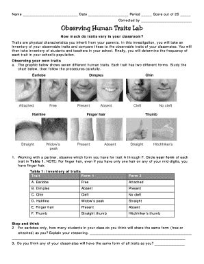 Observing Human Traits Lab Answer Key - Fill Online, Printable ...