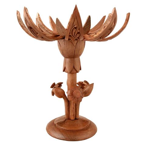 Buy A. Peer Kashmiri Hand Made Table Lamp (Lotus Lamp) Walnut Wood ...