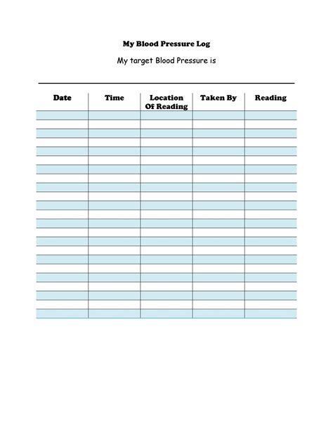 Sample Blood Pressure Log Sheet at Sebastian Williams blog